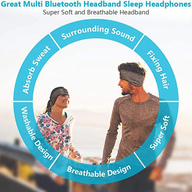 Sleep Mask Bluetooth Sleeping Headphones Headband Thin Soft Elastic Comfortable Wireless Music Headset Eye Mask for Side Sleeper