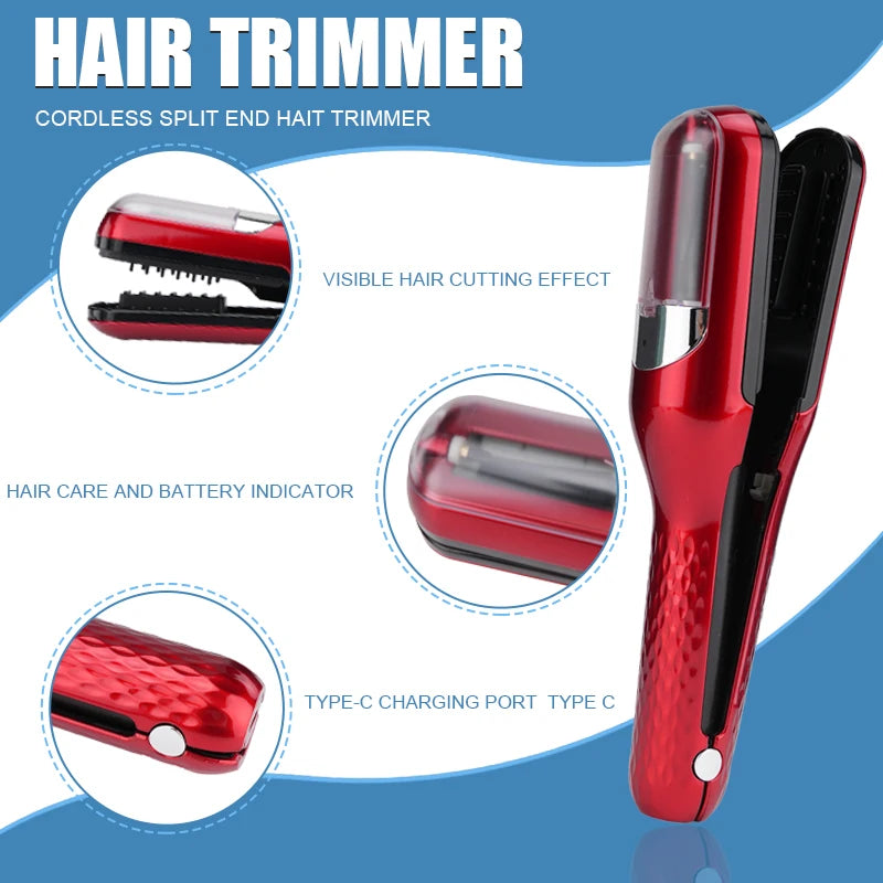 Rechargeable Cordless Split Hair Trimmer Hair Split Ends Trimmer Remover Damaged Hair Repair Hair Care Treatment Portable Home