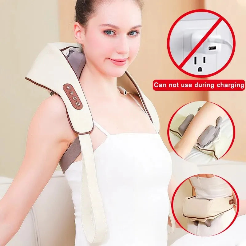 Wireless Electric Neck Should Massager Electric Massage Shawl Pillow for Neck Shoulder Waist Kneading Massager