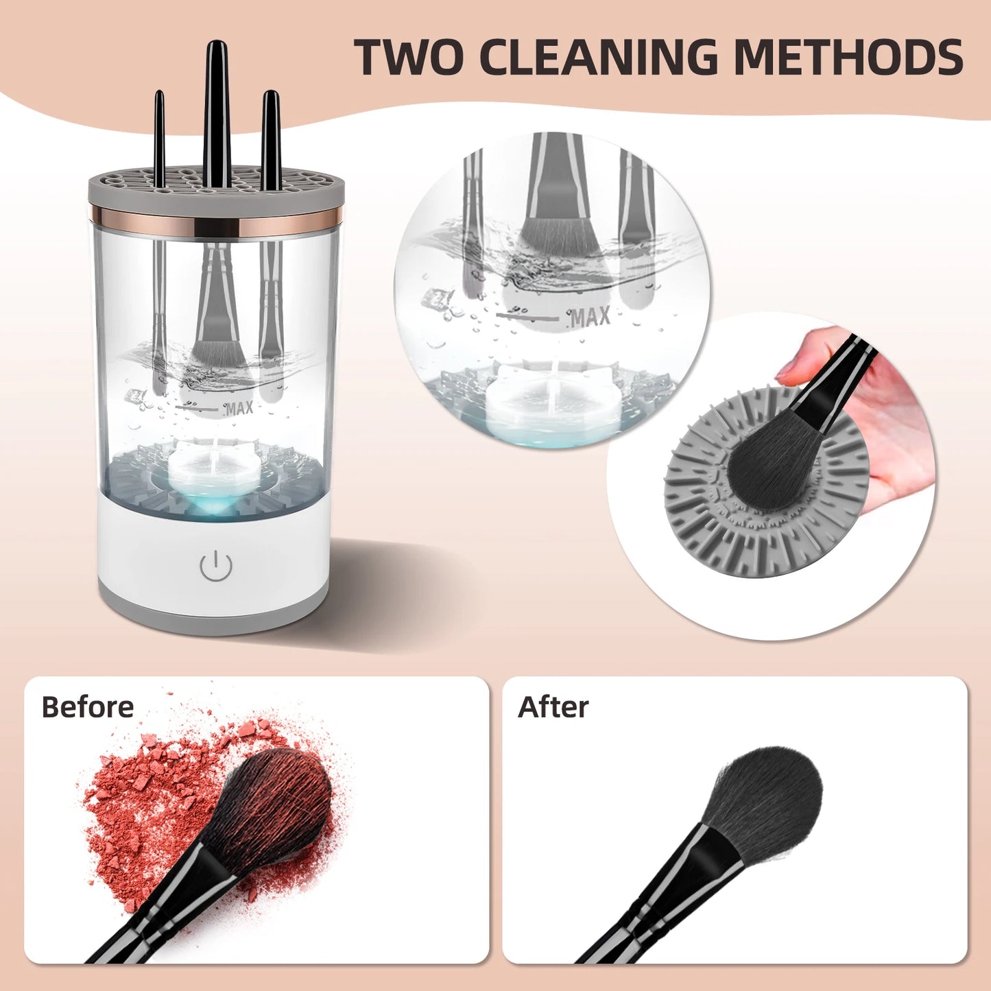  Cosmetic Brush Makeup Brush Cleaner Automatic Spinning Electric with Brush Clean Mat Fit Gift for Female