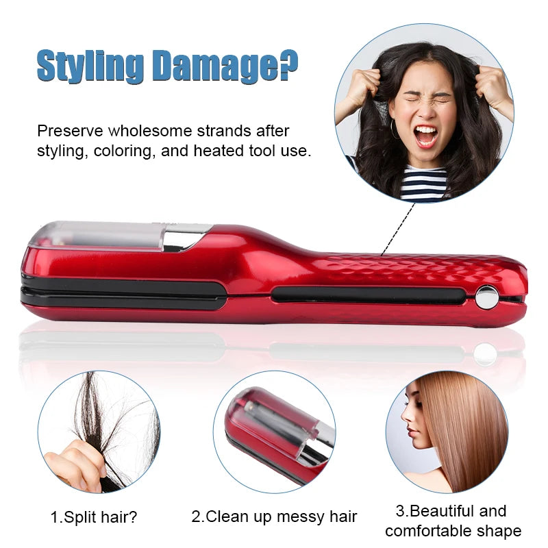 Rechargeable Cordless Split Hair Trimmer Hair Split Ends Trimmer Remover Damaged Hair Repair Hair Care Treatment Portable Home